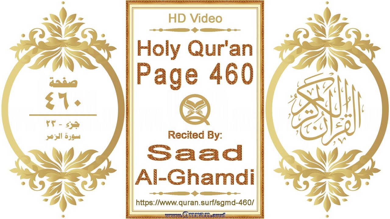 Holy Qur'an Page 460: HD video || Reciter: Saad Al-Ghamdi