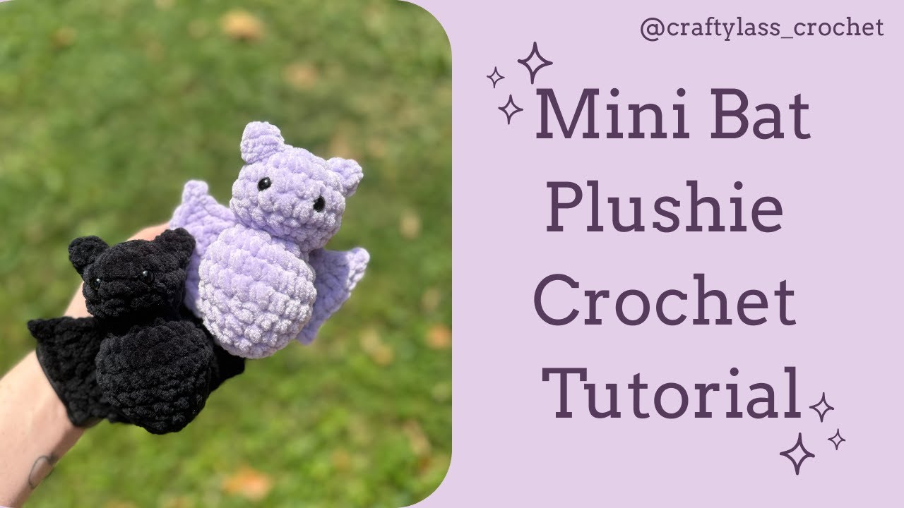Mini Bat Plushie Crochet Tutorial! Free pattern, beginner friendly, amigurumi, easy, how to