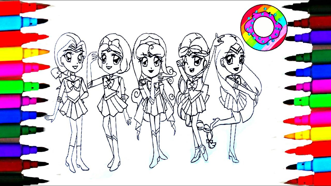 Disney Princess Sailor Moon Coloring Pages l Coloring Markers Videos for Children Learn Colors