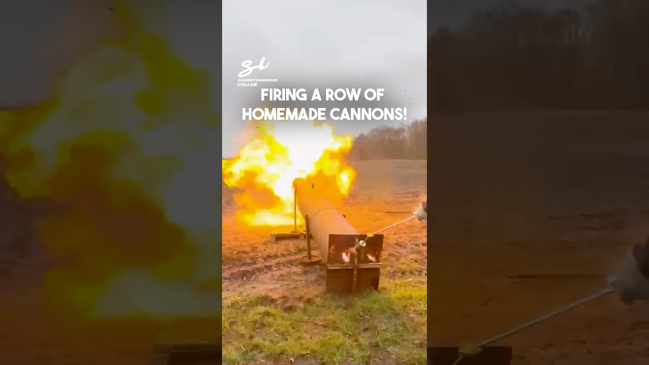 Firing A Row Of Cannons!🔥#cannons #fire #firing