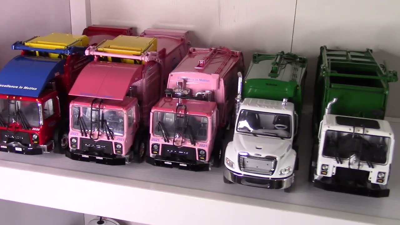 Dive Into Our 2024 First Gear 1/34 Scale Garbage Truck Collection and Colorful Bins!