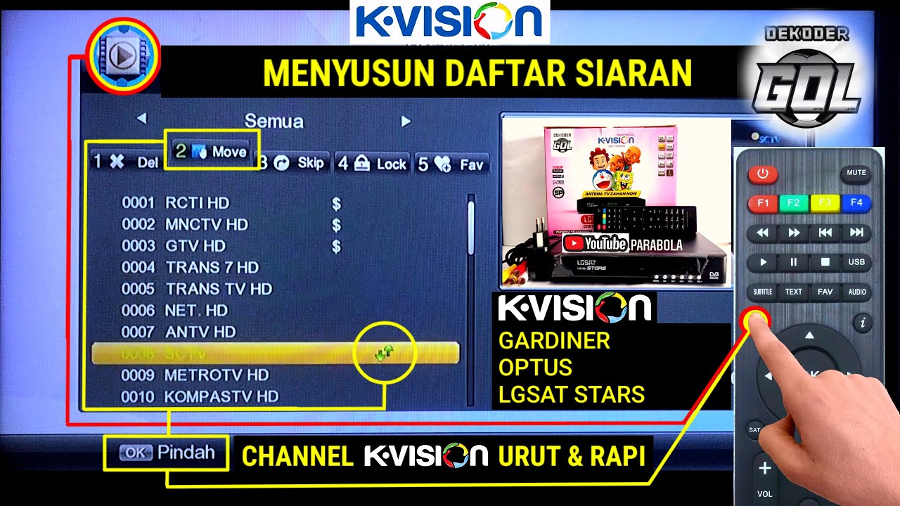 Cara Menyusun Daftar Siaran K Vision || Reposisi Siaran K Vision Gol