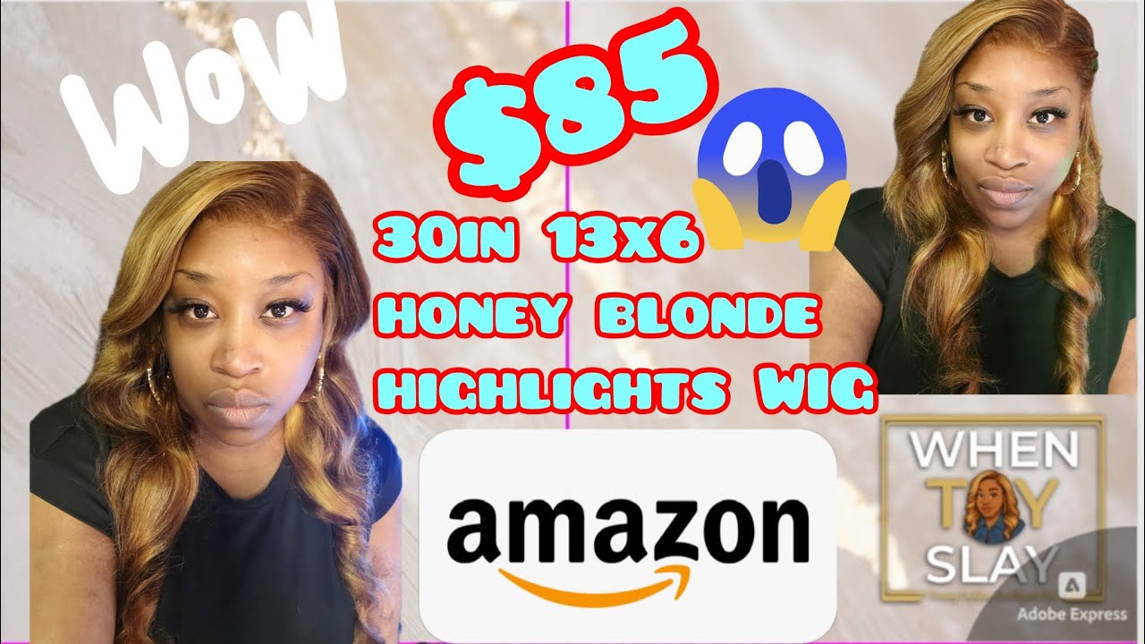 #amazonwigs - THIS 30in 13x6 HONEY BLONDE HIGHLIGHTED WIG FROM AMAZON WAS SERIOUSLY $85 BUCKSSS