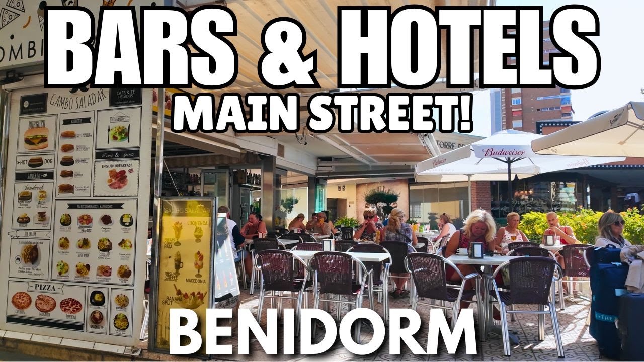 Benidorm: Popular Bars, Restaurants, Shops & Hotels! 😲🍻┃Main Street Walking Tour