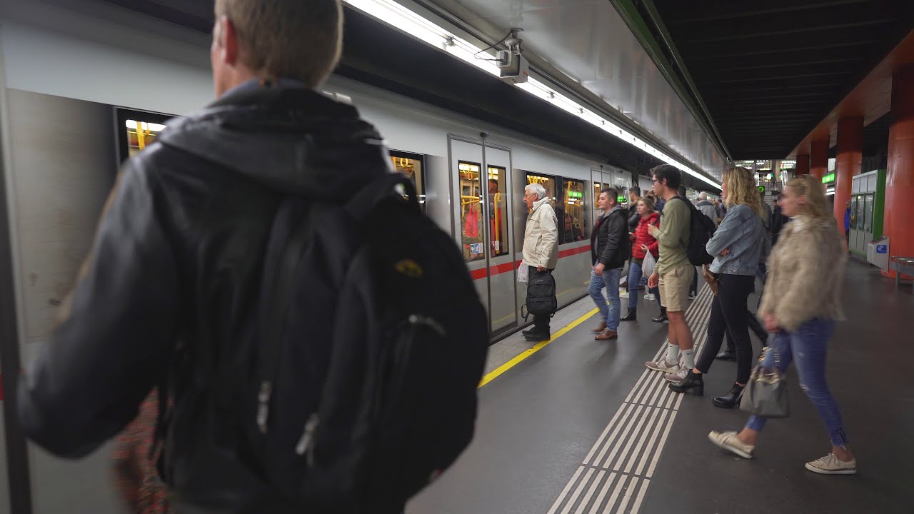 Austria, Vienna, U-Bahn night ridefrom Karlsplatz to Niederhofstraße