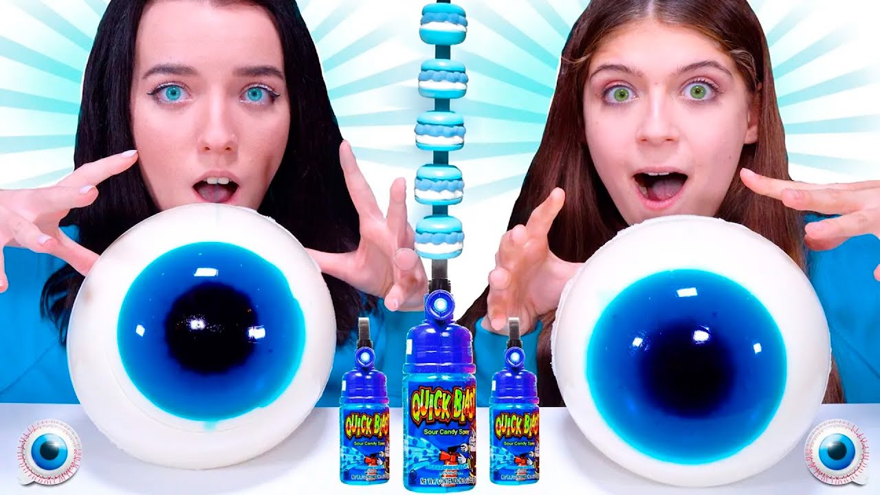 BLUE FOOD CHALLENGE By LiLiBu Candy Race, Giant Gummy Eyeballs | Best Compilation