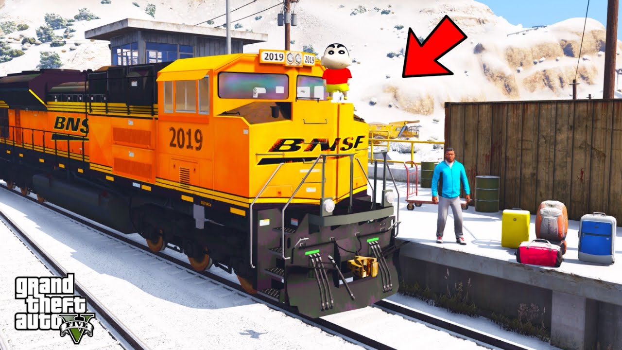 Franklin and Shinchan Going A Journey For fun by Train in GTA V