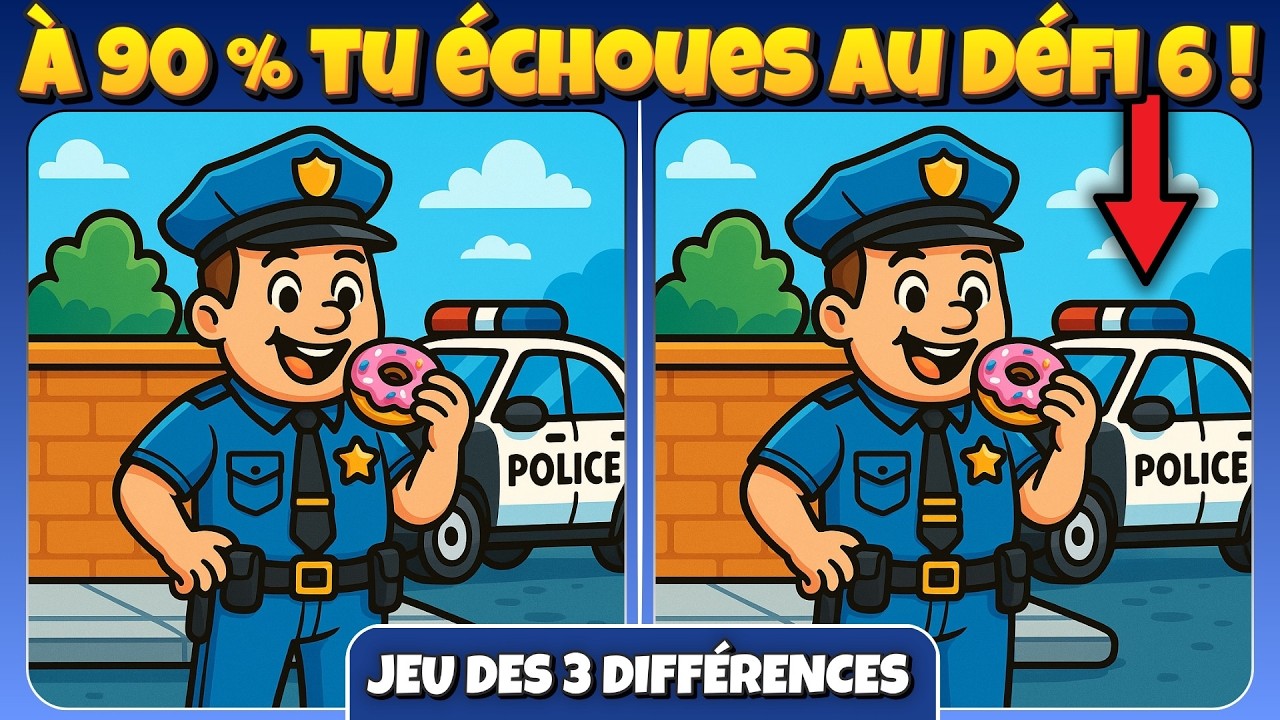 Si tu réussis le défi n°6, ton sens de l’observation est excellent – Trouve les 3 différences