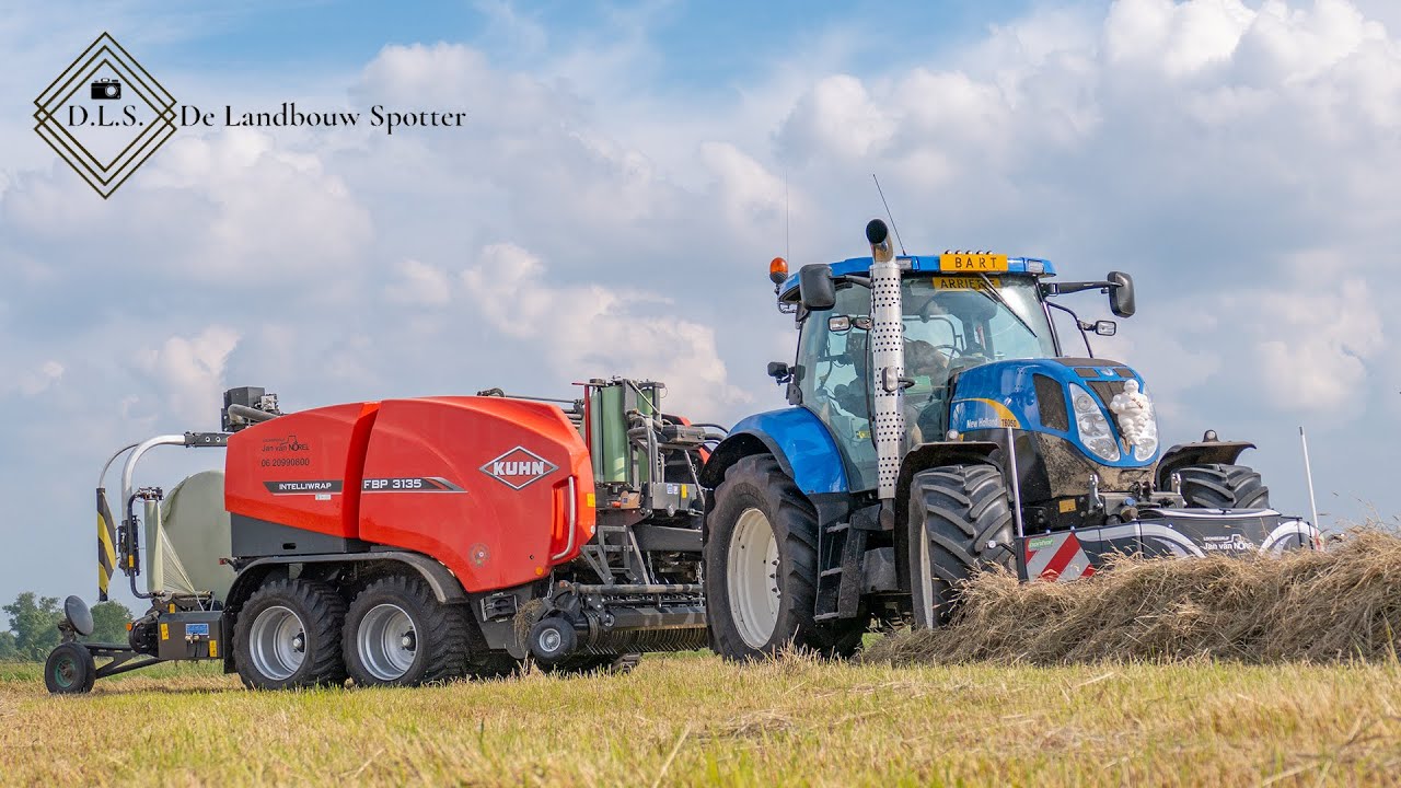 Pressing + wrapping + Collecting bales | New Holland T6050 + Kuhn BFP 3135 | Massey Ferguson S 5712