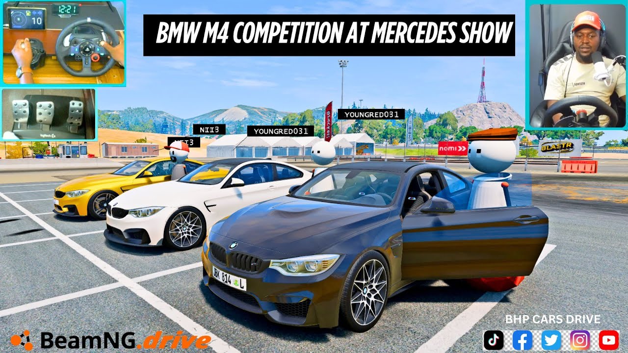 Поездка на BMW M4 Competition на автосалон Mercedes-Benz | BeamNG Convoy + Logitech G29