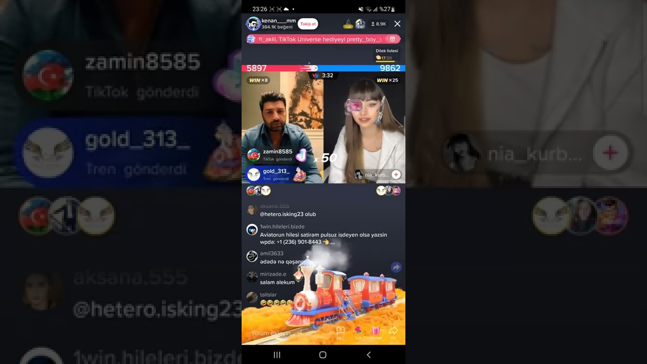 Kənan mm & Nia Kurbanova gülməli yarış, tiktok canlı yayım