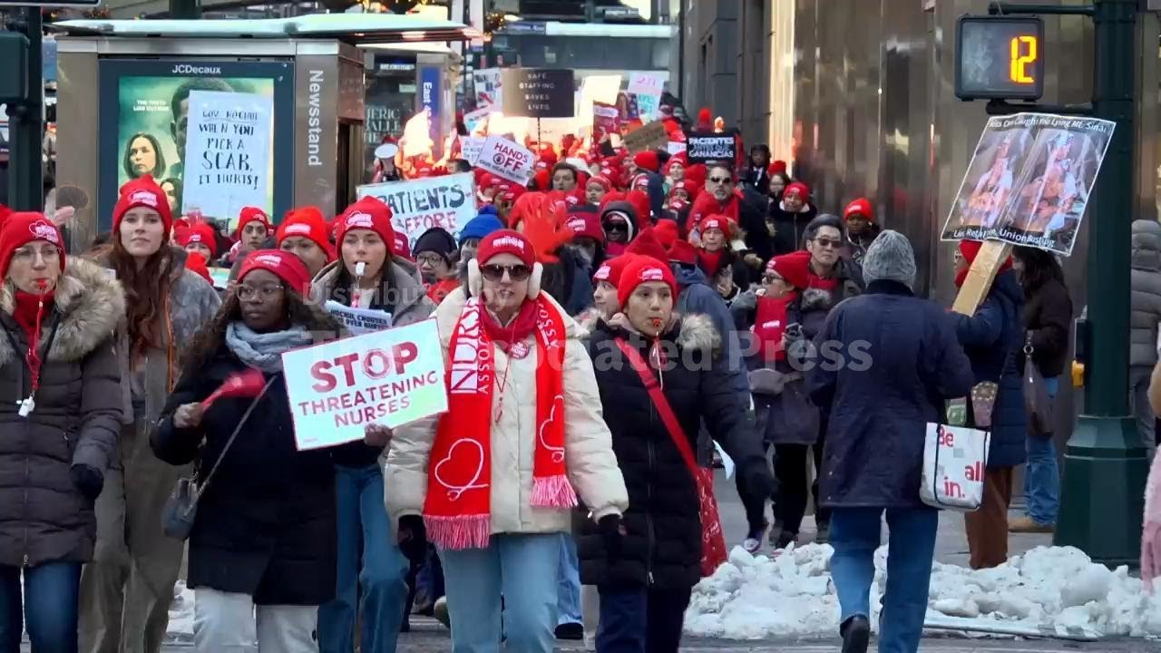 NYC nurses march on governor&rsquo;s office as strike enters third week