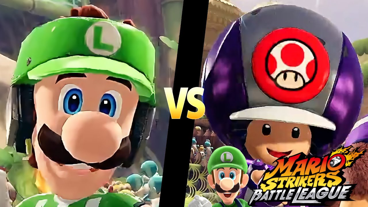 Mario Strikers Battle League Team Luigi vs Team Toad in Jungle Retreat