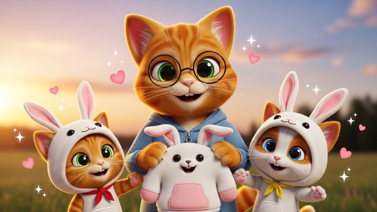Mama Cat Makes Bunny Hoodies Surprise for Kittens! Cute Harvest Craft 🐰🥕❤️