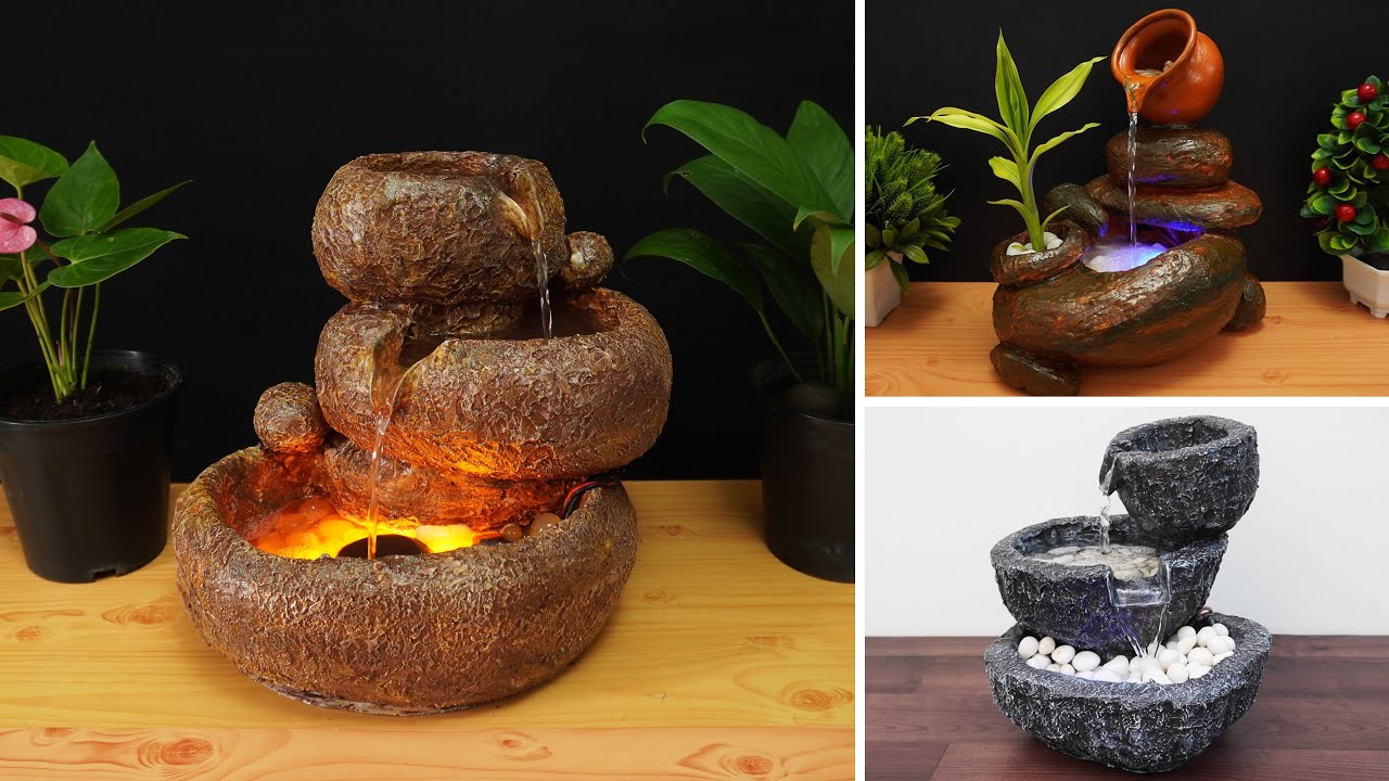 Making 3 Indoor Waterfall Fountains | Awesome DIY Rock Fountain | Wonderful Water Fountain Ideas