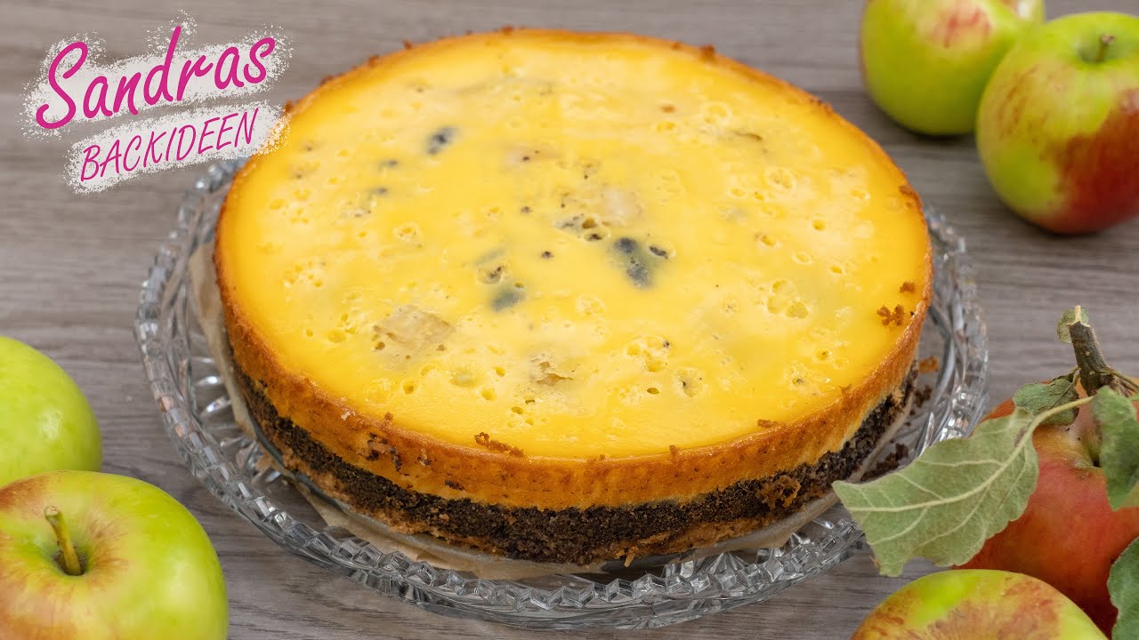 Apfel Mohn Kuchen mit Schmand | leckeres Rezept für 20 cm Springform