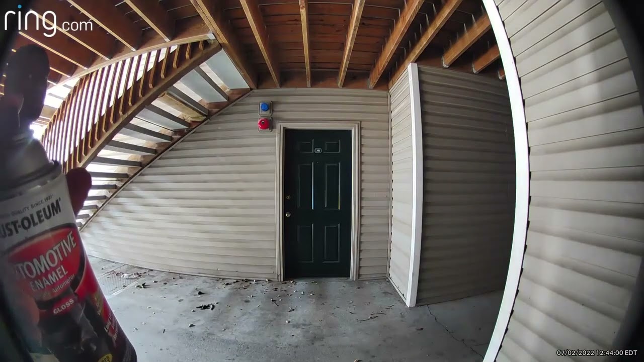 Guy Tries To Black Out Spray Paint Ring Camera