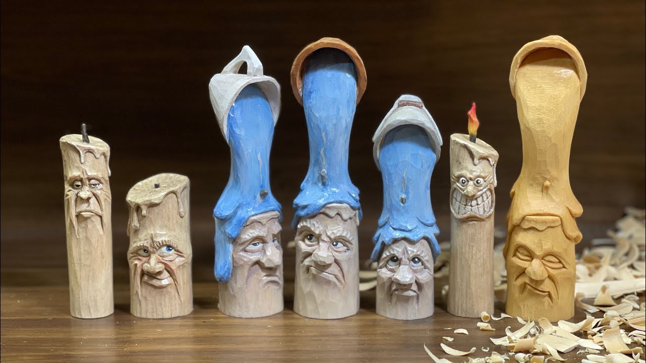 [우드카빙]양초인형 조각하기 Woodcarving-Carve a candle man