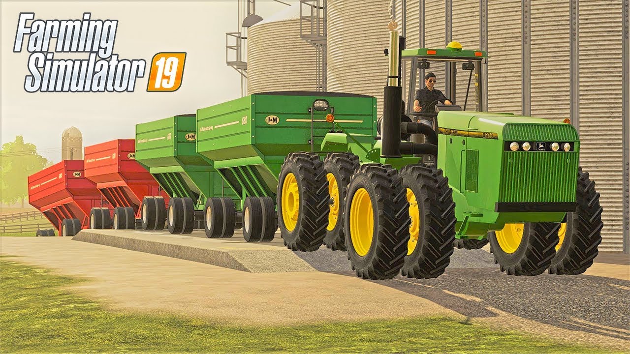 SQUAD SELLS 4 GRAVITY WAGONS OF GRAIN AT ONCE - COUNTY LINE SEASONS FS19 (ROLEPLAY)