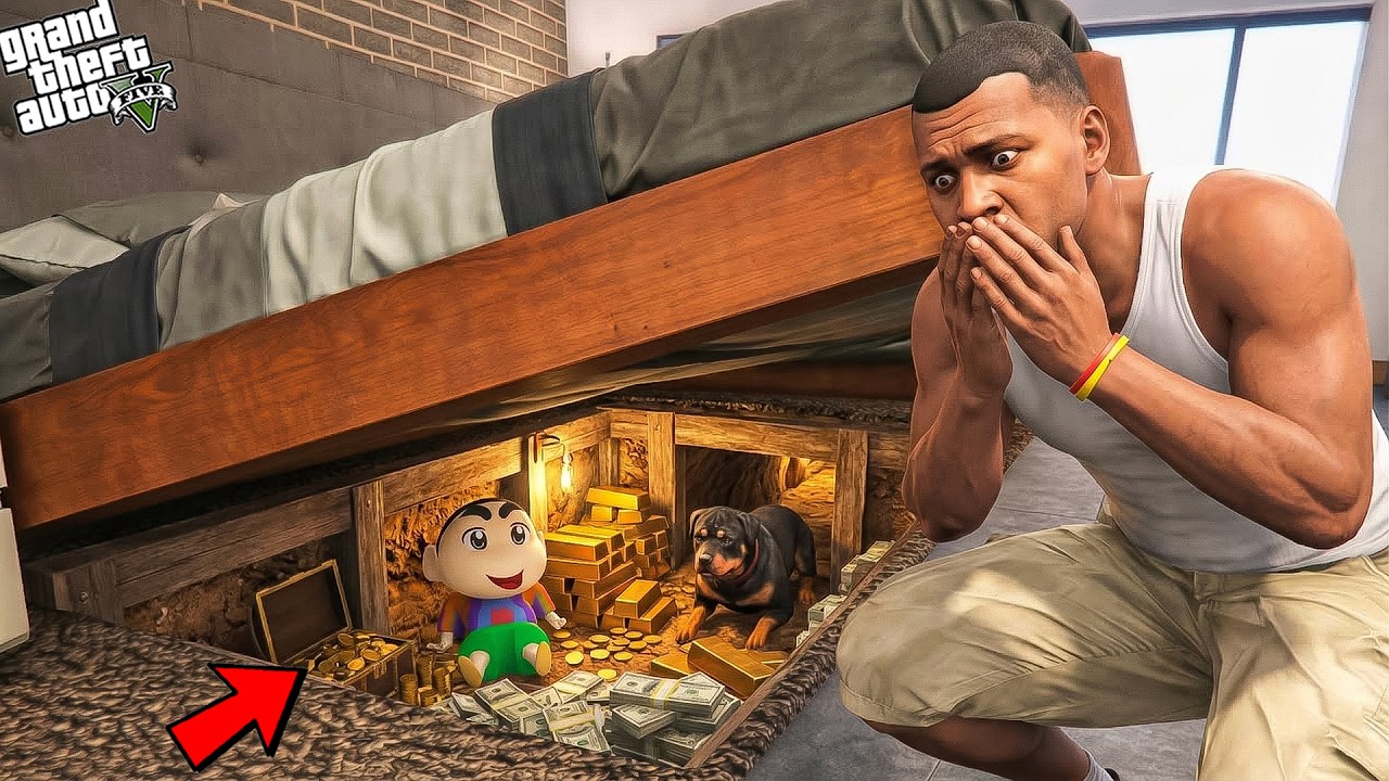 Franklin & Shinchan Build Hidden Secret Base Inside Franklin&rsquo;s Bed! 🛏️🕳️ | GTA 5