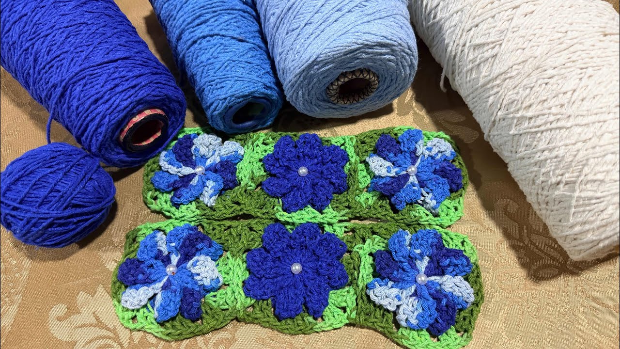 💥PRODUÇÃO DE CROCHÊ EM TONS DE AZUL 💙 meu dia com o crochê 🥰 #crochê 