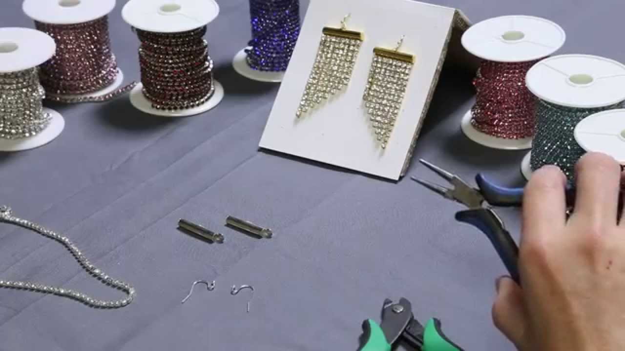 How to use Cup Chain Ends to make Rhinestone Fringe Earrings