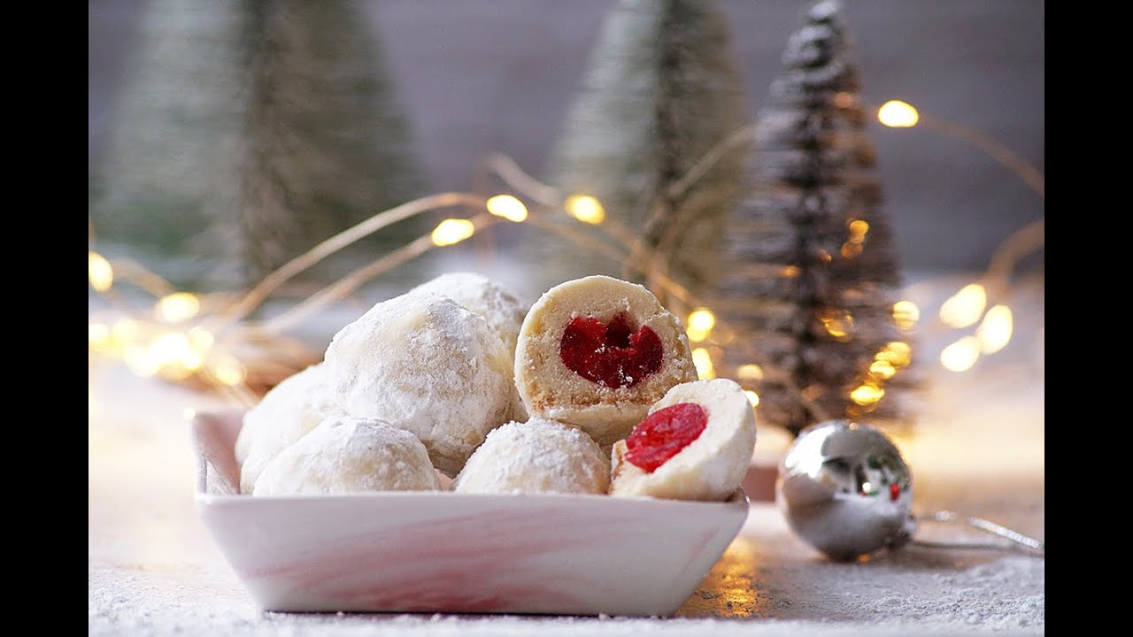 Cherry Snowball Cookies - Easy Christmas Cookie Recipes