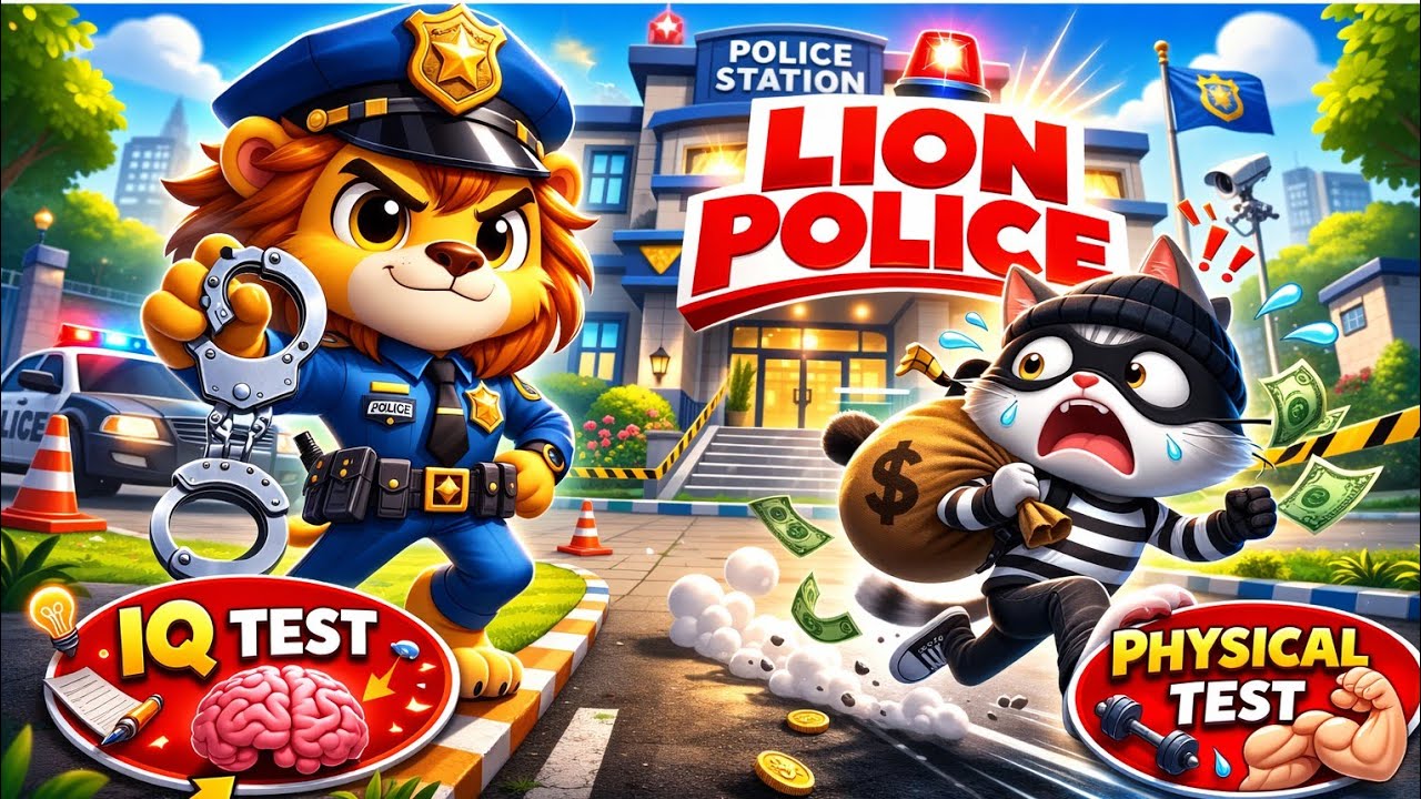 Lion Police Training Day! Catching Thief + Brain & Fitness Test #babybus #cartoon #kidslearning 