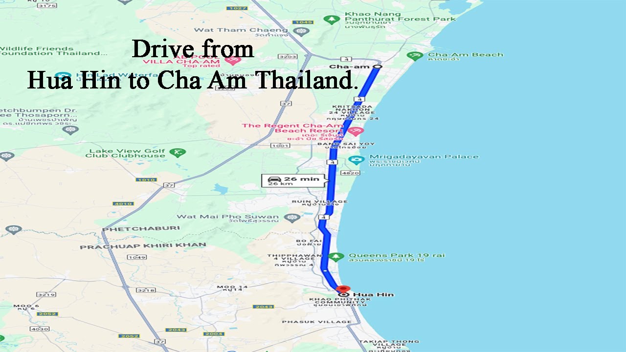 Drive from Hua Hin to Cha Am Thailand.