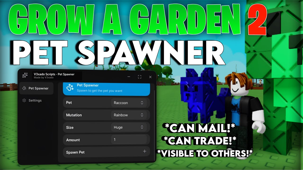 Новейший скрипт Pet Spawner для Grow A Garden 2 FE | Новое обновление 🔥 | Без ключа и прямая ссыл...