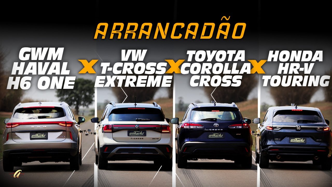 HAVAL H6 ONE x HR-V x T-CROSS x COROLLA CROSS NO ARRANCADÃO! Qual SUV de 200k é mais rápido na reta?