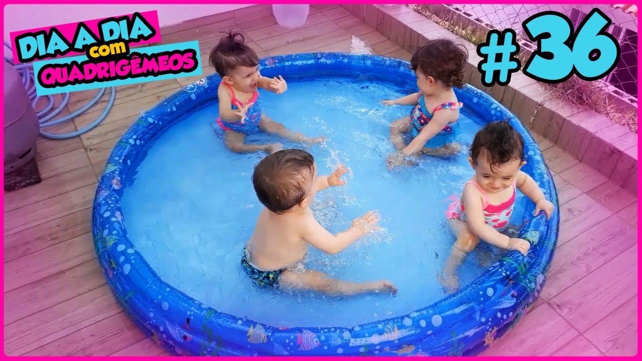 PRIMEIRA VEZ NA PISCINA - Dia a Dia com Quadrigêmeos #36
