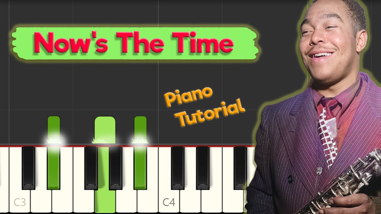 Charlie Parker - Now's The Time - Jazz Piano Tutorial ( with EASY improvisation on Blues scale)