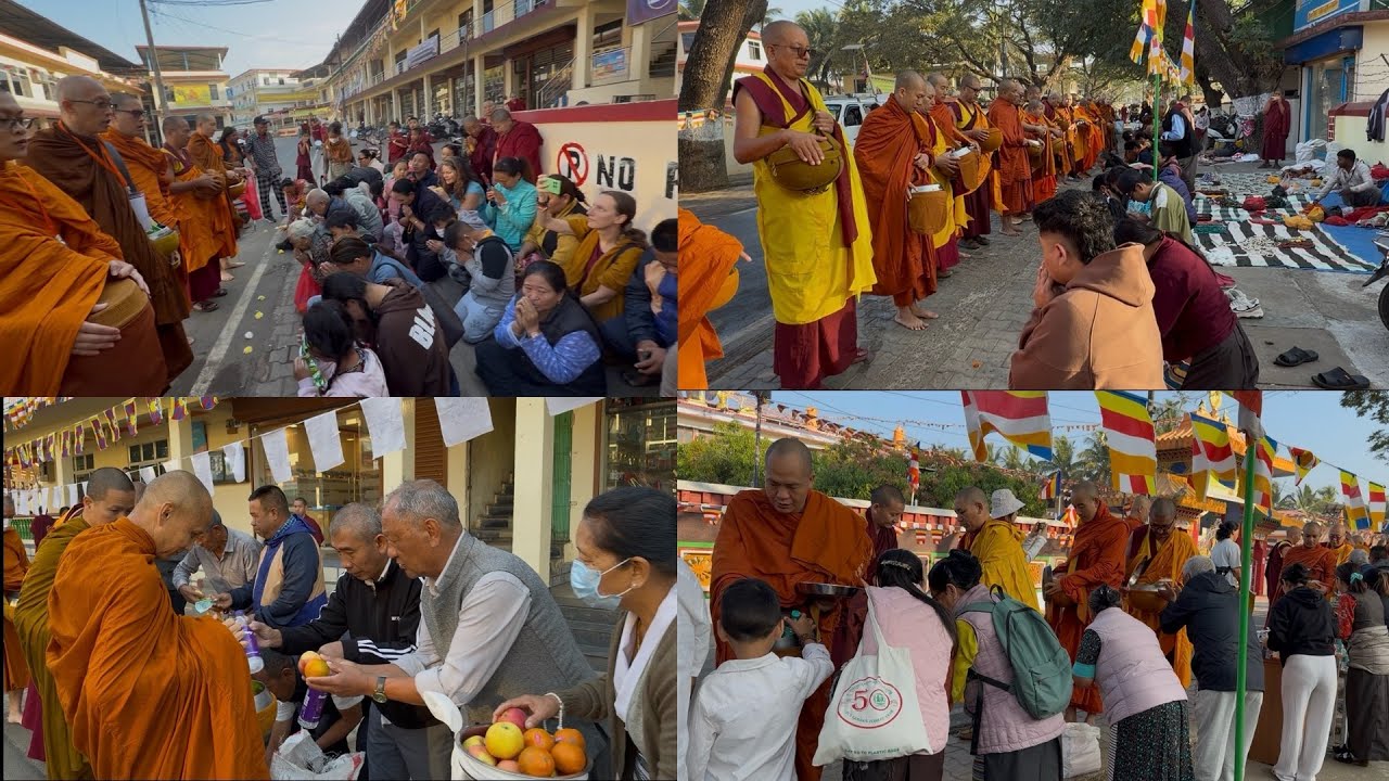 Day-02 Alms Round By Monks At Mundgod Doeguling On 09 Jan 2026 #mundgod #buddha #tibetanvlogger