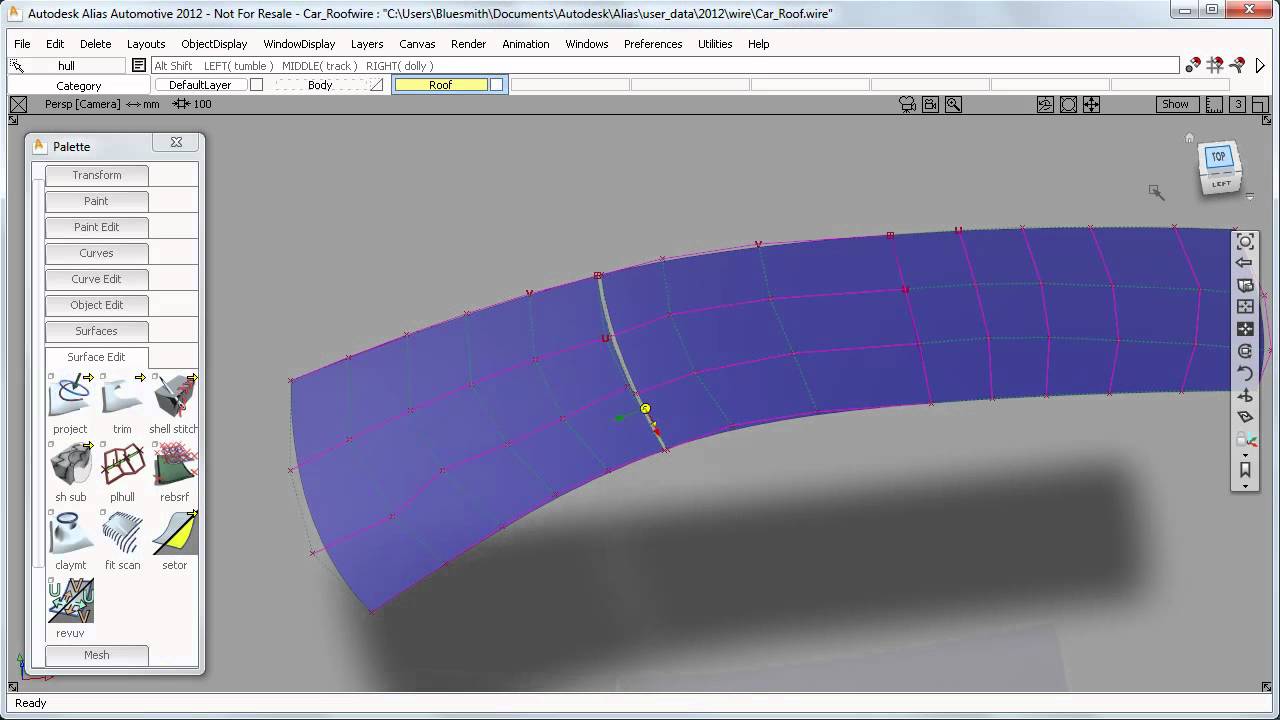 Autodesk Alias 2012 Planarize Hull