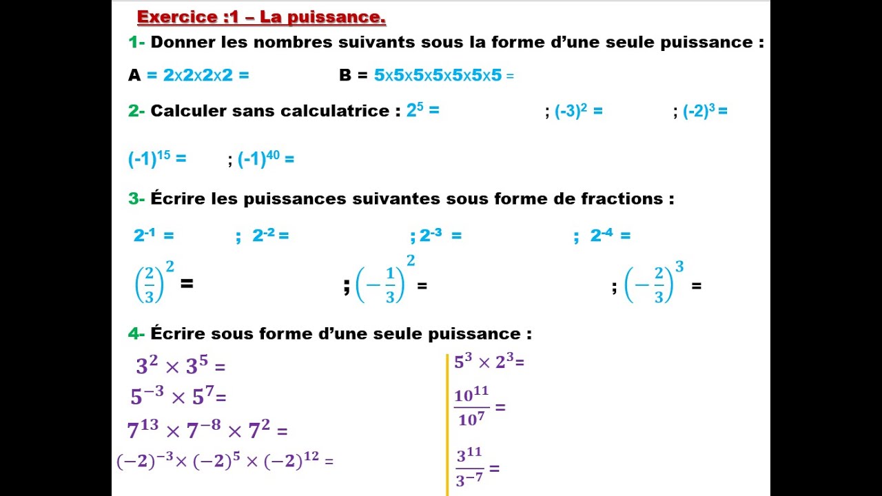 Exercice 1: la puissance  3AC + 2 AC + 1AC