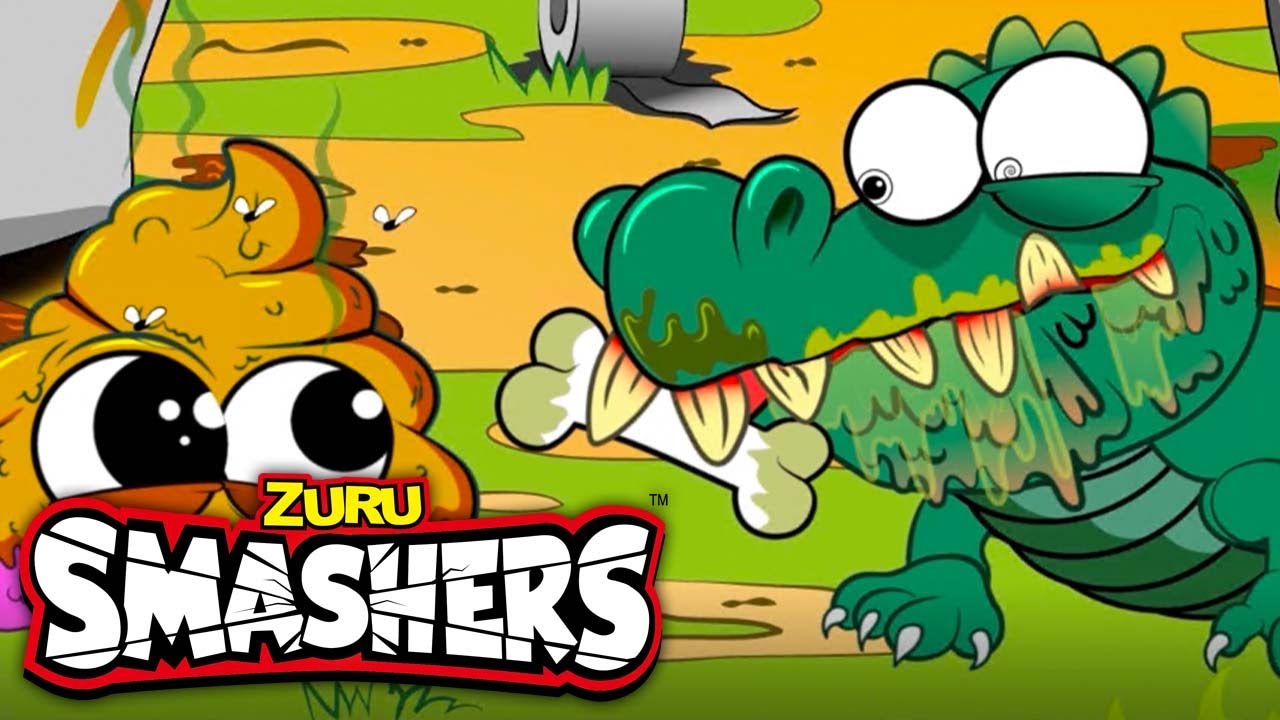 SMASHERS! Gross Gator Vs Baby Poo + more Kids Cartoons! | Zuru | Smashers World | Animated Stories