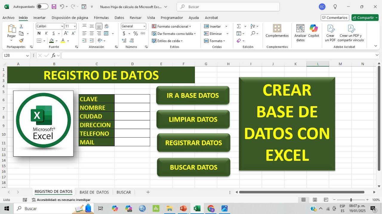 Como crear una base de datos en Excel con macros