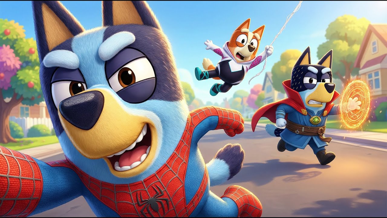 Spider Bluey vs Dr  Strange Bandit! 🕷️✨Super Hero Battle | Bluey Funny Animation