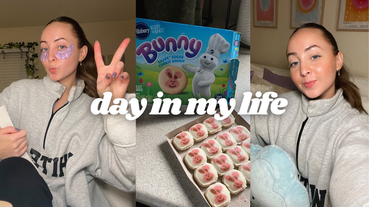 cozy spring day in my life | cleaning, baking, self care, nighttime skincare routine