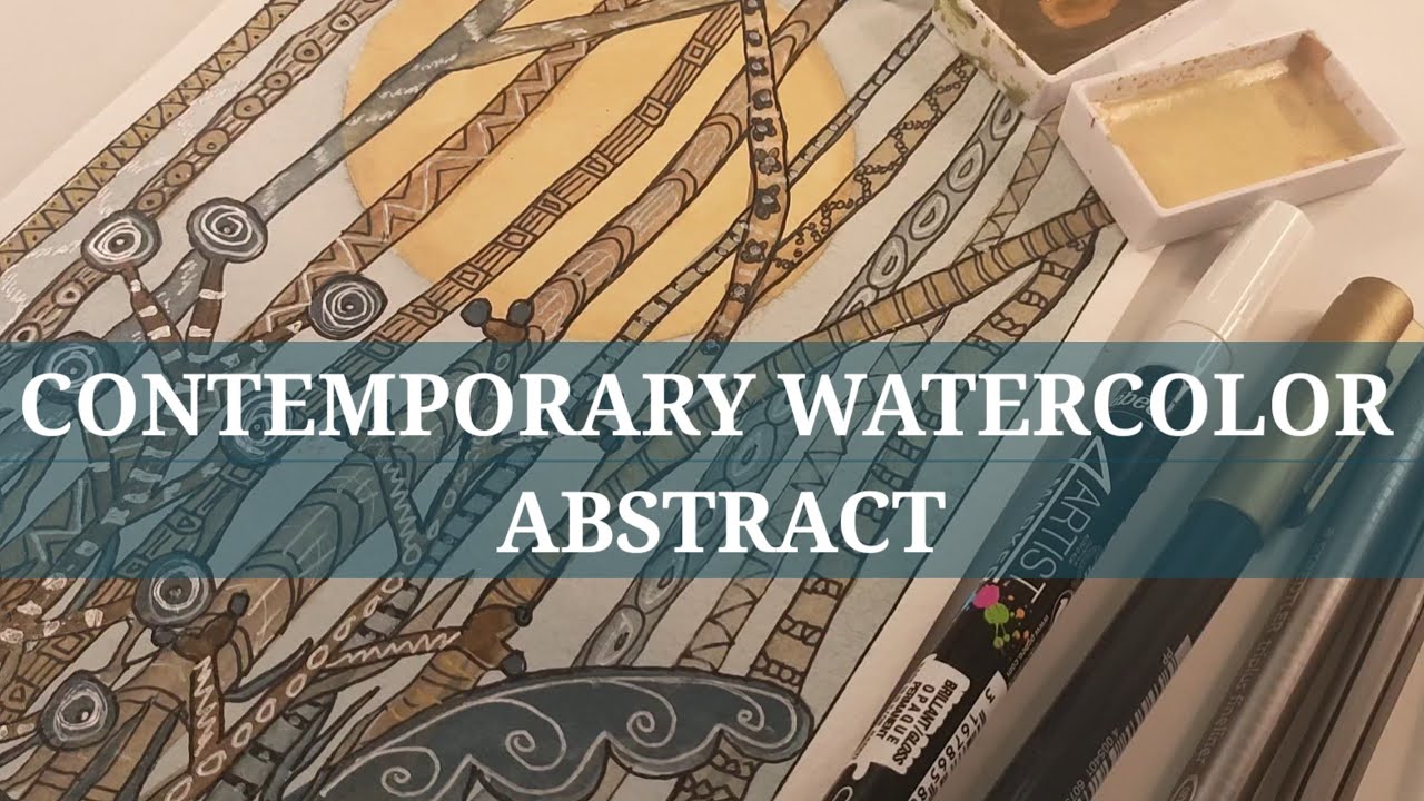 How to paint an Semi ABSTRACT WATERCOLOR Landscape using MIXED MEDIA