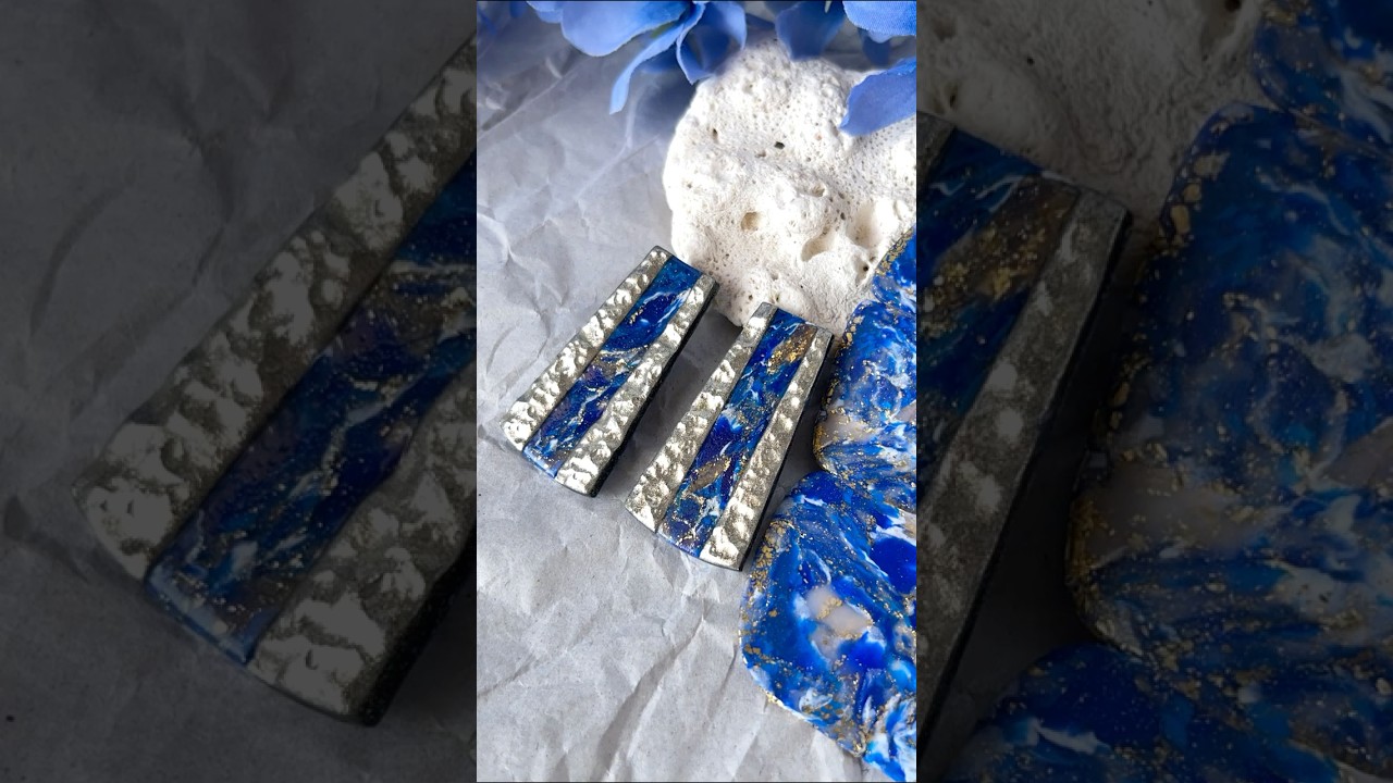Mixing Translucent Clay & Gold Leaf to make Lapis Lazuli Earrings from Polymer Clay