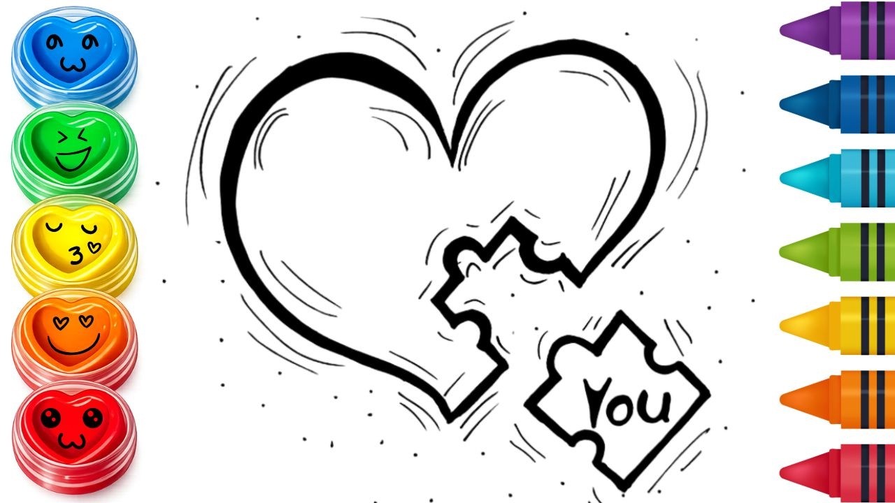 Cute Heart Puzzle Drawing Step by Step | Easy Doodle Heart Drawing