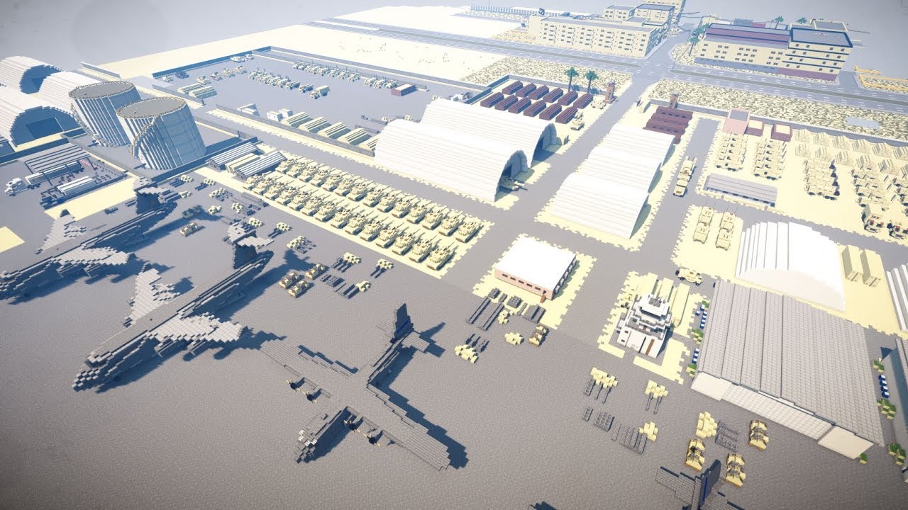 Карта военной базы в пустыне Ирака в Minecraft