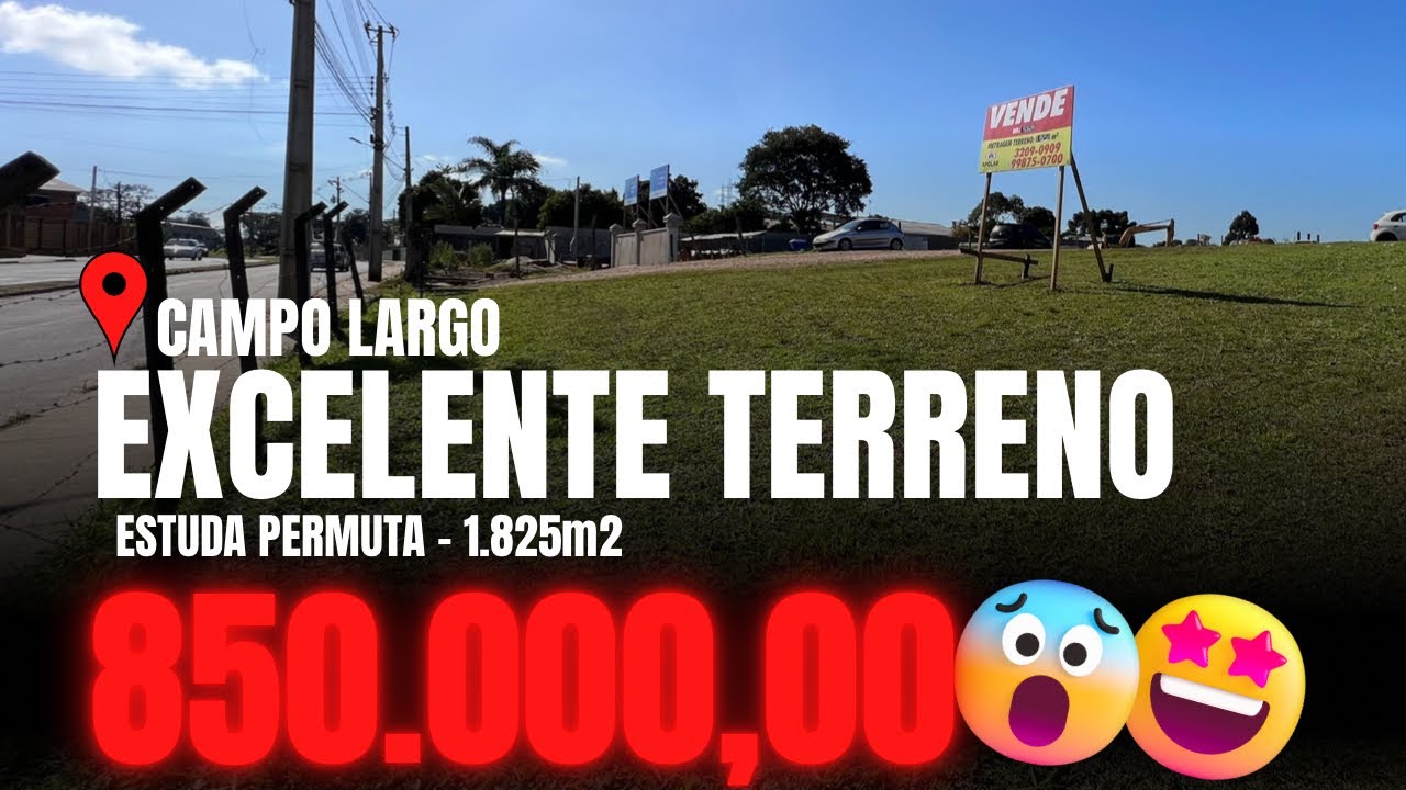 ( fora de venda )🏡Excelente Terreno em Campo Largo, com 1.825m2 - Próx ao Hospital Rocio 🏥