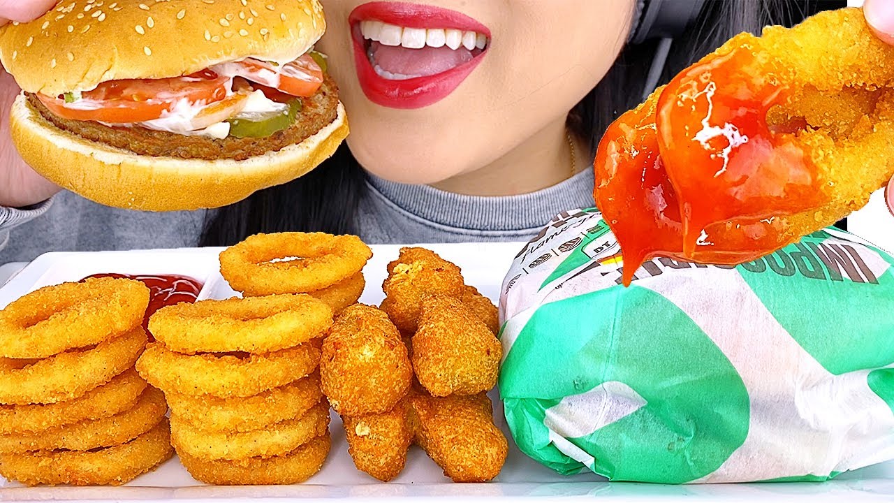 Луковые кольца ASMR, НЕВОЗМОЖНЫЕ ВУППЕР, Сырные шарики * Burger King *  (No Talking) ASMR Phan