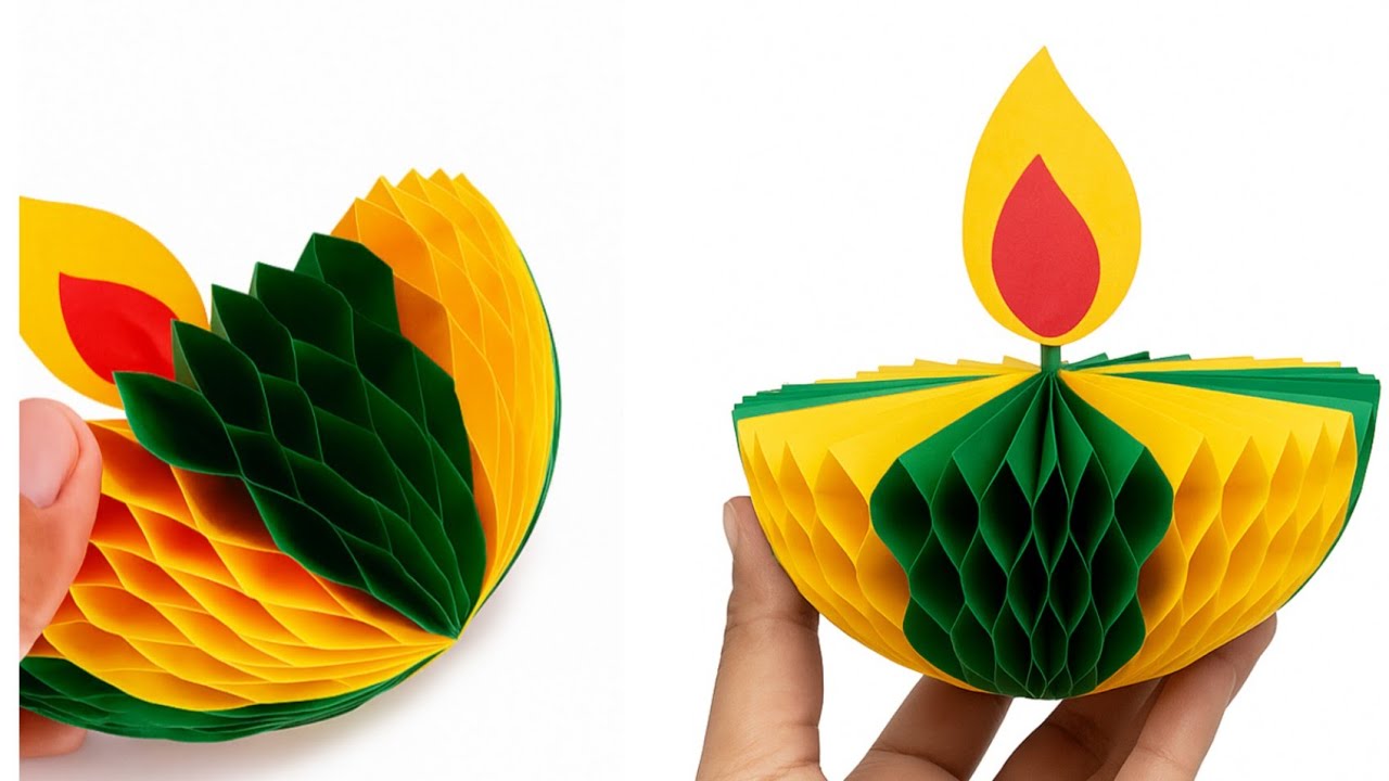 Идеи для украшения на Дивали || Изготовление бумажной дийи дома || Бумажная дийя своими руками