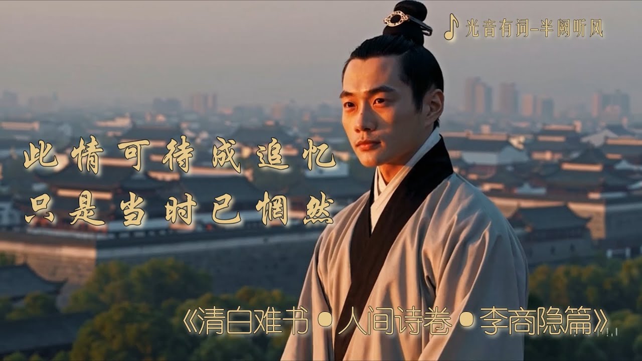 《清白难书》| 《人间诗卷·李商隐篇》|  此情可待成追忆，只是当时已惘然 ｜中文原创歌曲｜人间诗卷第三卷｜光音有词 半阙听风