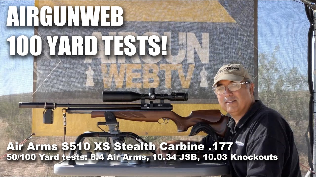 AIRGUNWEB REVIEW - 100 Yard Tests - Air Arms S510 Stealth Carbine .177 - JSB Knockout .177 Slugs!