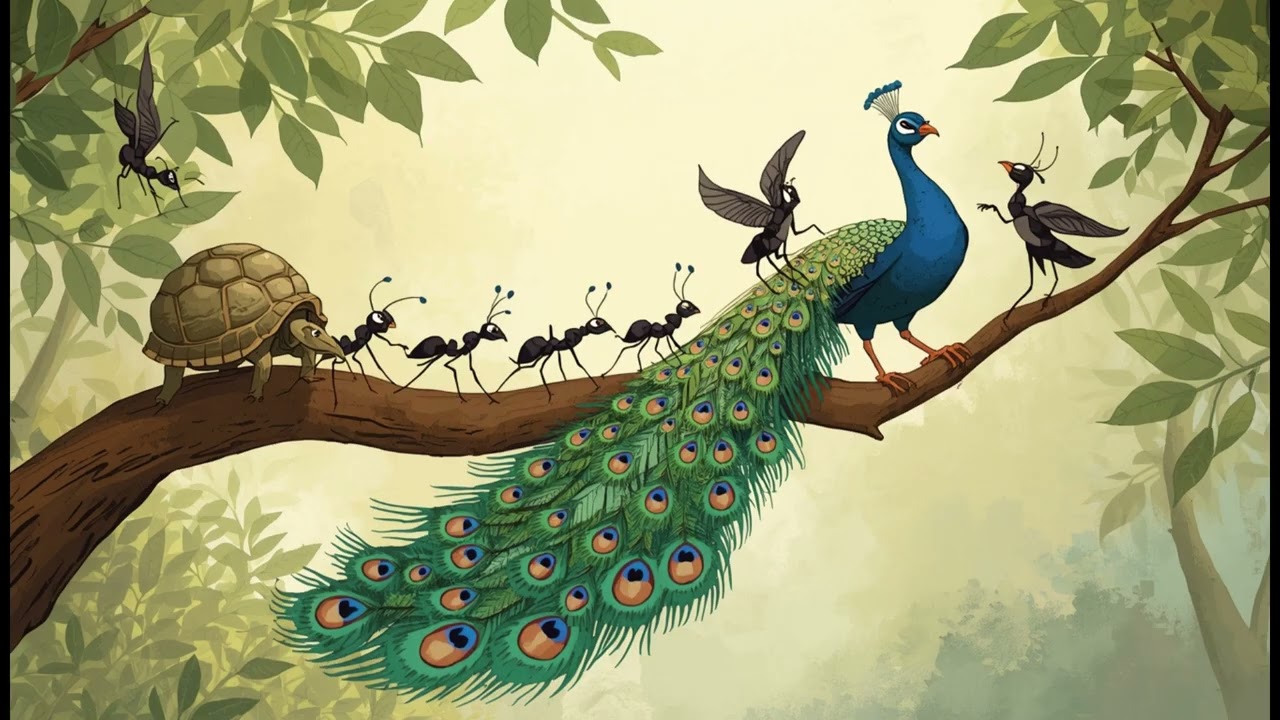 Fun and Educating Story for kids / Bedtime Story / The Peacock Who Loved to Be First